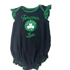 Boston Celtics Baby Romper 6-9M Ruffle Sleeves Shamrock NBA Cute Game Day
